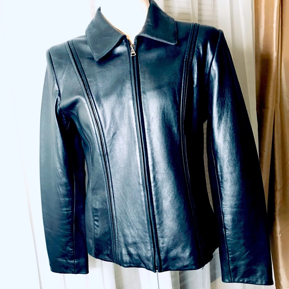 Jones Wear Sport lined soft leather bikercore baddie aesthetic jacket black M - Picture 4 of 11